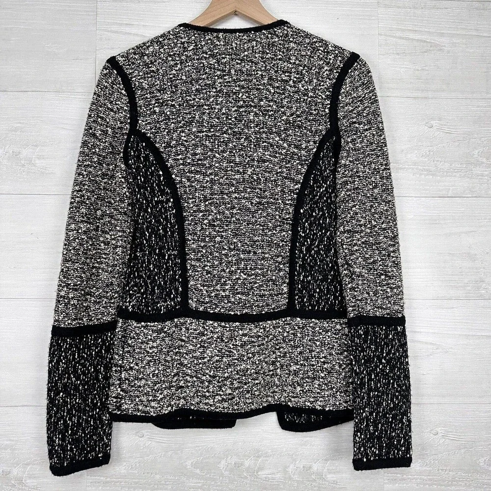 Vince Textured Drape Front Jacket Women‎ Small Black Gray Long Sleeves Career - Picture 8 of 15